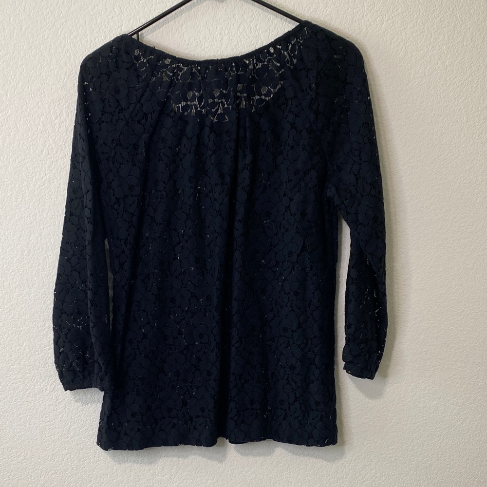Vintage Black Long Sleeve Floral Lace Top Blouse Whimsigoth Romantic Goth - Picture 3 of 5